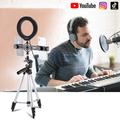 PULUZ Tripod Mount + Live Broadcast Dual Phone Bracket + 6.2" 16cm LED Ring Vlogging Video Light Kits