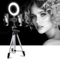 PULUZ Tripod Mount + Live Broadcast Dual Phone Bracket + 6.2" 16cm LED Ring Vlogging Video Light Kits