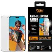iPhone 18 Pro Max PanzerGlass Anti-Reflective Armor m. FastFit In-A-Box Skærmbeskyttelse Hærdet Glas - 9H - sort kant
