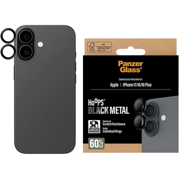 iPhone 17/16/16 Plus PanzerGlass Hoops Kameralinsebeskytter - Sort