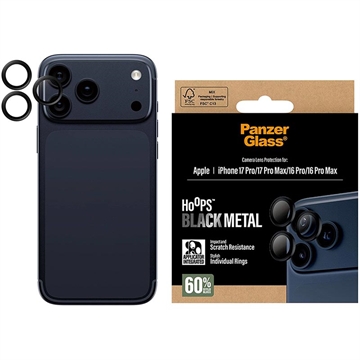 iPhone 17 Pro/17 Pro Max/16 Pro/16 Pro Max PanzerGlass Hoops Kameralinsebeskytter - Sort