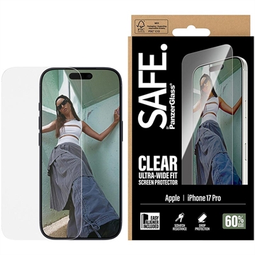 iPhone 17 Pro PanzerGlass Safe Ultra-Wide Fit Skærmbeskyttelse Hærdet Glas - 9H - Klar