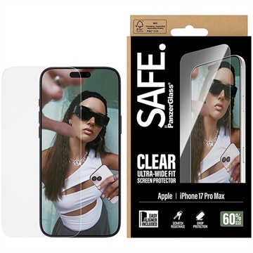iPhone 17 Pro Max PanzerGlass Safe Ultra-Wide Fit Skærmbeskyttelse Hærdet Glas - 9H - Klar