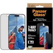 iPhone 17/16 Pro PanzerGlass Ultra-Wide Fit EasyAligner 2-Way Privacy Skærmbeskyttelse Hærdet Glas - 9H - Sort kant