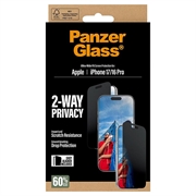iPhone 17/16 Pro PanzerGlass Ultra-Wide Fit EasyAligner 2-Way Privacy Skærmbeskyttelse Hærdet Glas - 9H - Sort kant