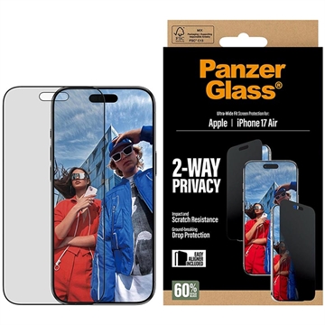 iPhone Air PanzerGlass Ultra-Wide Fit EasyAligner 2-Way Privacy Skærmbeskyttelse Hærdet Glas - 9H - Sort kant