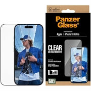 iPhone 17/16 Pro PanzerGlass Ultra-Wide Fit EasyAligner Skærmbeskyttelse Hærdet Glas - Sort kant