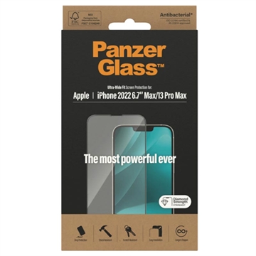 PanzerGlass Ultra-Wide Fit iPhone 13 Pro Max/14 Plus Hærdet Glas - Sort
