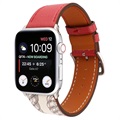 Apple Watch Series 7/SE/6/5/4/3/2/1 Pattern Læderrem - 45mm/44mm/42mm - Rød