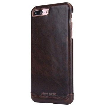 Pierre Cardin Læder Dækket iPhone 7 Plus / iPhone 8 Plus Cover - Kaffe