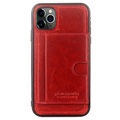 Pierre Cardin iPhone 11 Pro Læder Dækket TPU Cover - Rød