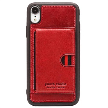 Pierre Cardin Læder Dækket iPhone XR TPU Cover med Kickstand - Rød