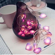 Pink LED lyskæde med hjerter - 3m