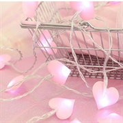 Pink LED lyskæde med hjerter - 3m