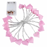 Pink LED lyskæde med hjerter - 3m