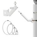 Holder til overvågningskamera på stolpe med 4 metalklemmer - hvid