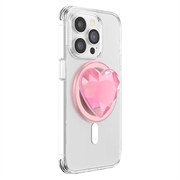 PopSockets Rund MagSafe PopGrip udvidelig stativ og greb - Krystalhjerte / Lyserød