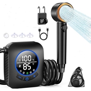 Bærbar campingbruser med smart LCD-skærm og 5 trykindstillinger - 8000mAh