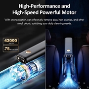 Bærbar, roterbar støvsuger med dobbelt LED-lys - hvid