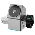 Premium 3-i-1 roterbar Qi2 magnetisk trådløs ladestation - grå