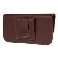 Premium universelt vandret hylster i læder med dobbelt magnetisk lukning - 6.7"-6.9" - Brun