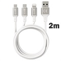 Prio High-Speed 3-i-1 Ladekabel - 2m - Hvid