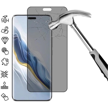 Honor Magic6 Pro Privacy Full Cover Skærmbeskytter Hærdet Glas - Sort Kant