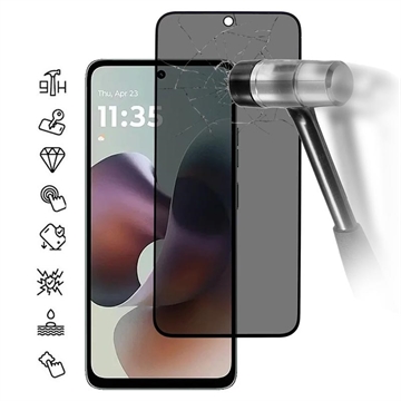 Motorola Moto G56 Privacy Full Cover Hærdet Glas Skærmbeskytter - Sort Kant