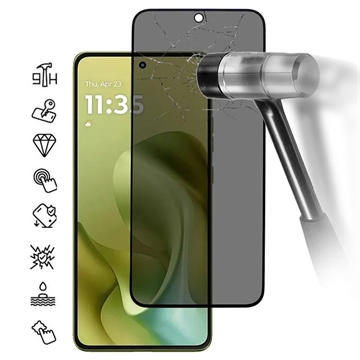 Motorola Moto G86/G86 Power Privacy Full Cover Hærdet Glas Skærmbeskytter - Sort Kant