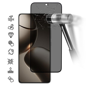 Xiaomi 15T/15T Pro Privacy Full Cover Skærmbeskytter Hærdet Glas - Sort Kant