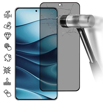 Xiaomi Redmi Note 14 Privacy Full Cover Skærmbeskyttelse Hærdet Glas - Sort Kant