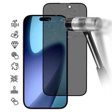 iPhone 17 Pro Privacy Full Cover Hærdet Glas Skærmbeskytter - Sort Kant