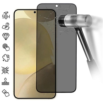 Samsung Galaxy S25+ Privatliv Skærmbeskyttelse Hærdet Glas - understøtter oplåsning af fingeraftryk - sort kant