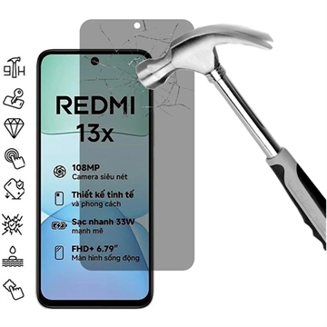 Xiaomi Redmi 13x Privacy Skærmbeskyttelse Hærdet Glas - 9H