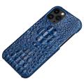 Luxury Crocodile iPhone 14 Pro Læder Dækket Cover - Sapphire