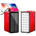 Psooo PS-900 Solcelle Powerbank med LED Lys - 50000mAh - Rød