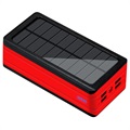 Psooo PS-900 Solcelle Powerbank med LED Lys - 50000mAh (Open Box - Fantastisk stand) - Rød
