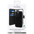 Puro 2-i-1 iPhone 14 Pro Magnetisk Pung Taske - Sort