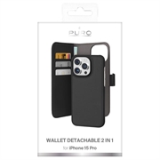 iPhone 15 Pro Puro 2-i-1 Magnetisk Pung Taske - Sort