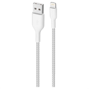 Puro Fabric Ultra-Strong USB-A / Lightning-kabel - 2m, 2.4A, 12W - hvid