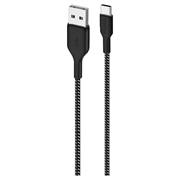 Puro Fabric ultrastærkt USB-A / USB-C-kabel - 1,2 m, 30 W - sort