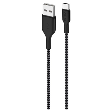 Puro Fabric ultrastærkt USB-A / USB-C-kabel - 2 m, 30 W - sort