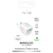 Puro MiniPro GaN USB-C-vægoplader - 30 W - hvid