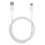 Puro Plain USB-A/USB-C-kabel - 1 m, 15 W - hvid