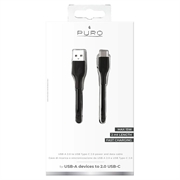 Puro USB-A / USB-C opladnings- og synkroniseringskabel - 2 m - sort