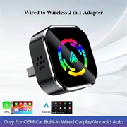 Q1A 2-i-1 trådløs CarPlay- og Android Auto-adapter - sort / farverig