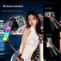 Q34 AI Anti-Shake Selfie-stang med gimbal-stabilisator og RGB-skønhedslys - Sort
