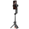 Q34 AI Anti-Shake Selfie-stang med gimbal-stabilisator og RGB-skønhedslys - Sort