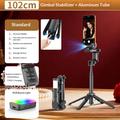 Q37 AI-gimbal-stabiliseret selfiestang med RGB-skønhedslys - sort