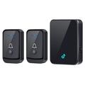 Q502 trådløst dørklokkesæt med 2 sendere og 1 modtager - sort
